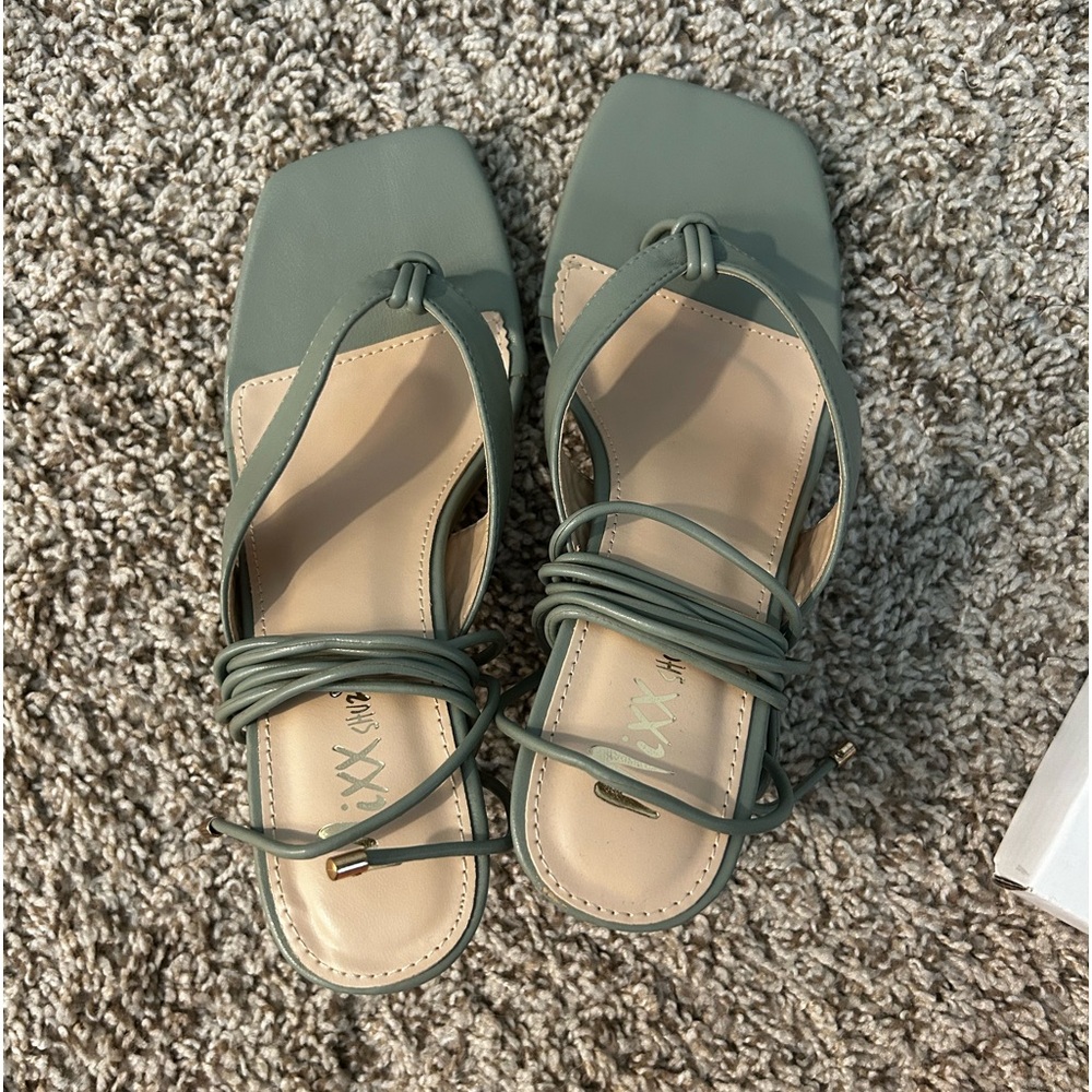 Strappy sage martini heels